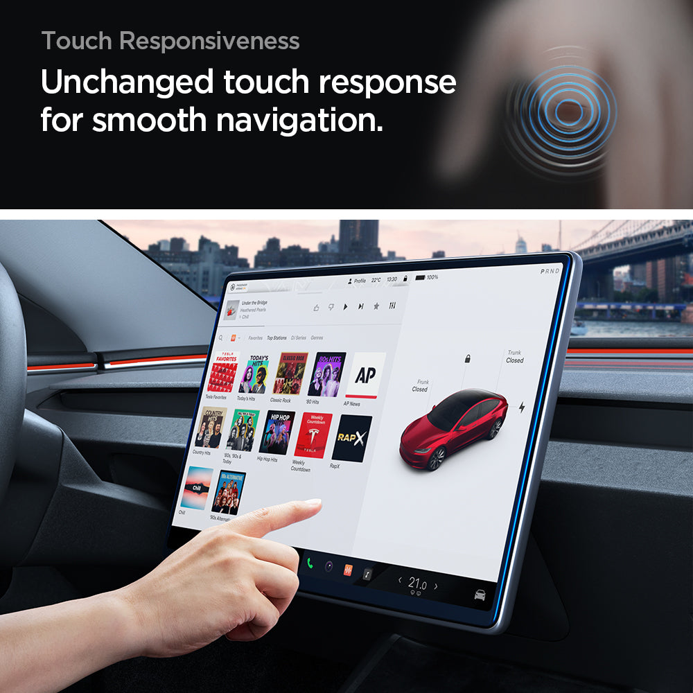 Spigen Tesla Model 3 / Model Y Screen Protector (15.4") Screen Protector GLAS.tR EZ Fit Anti-Glare view 14