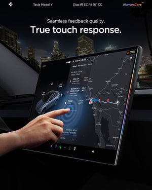 Spigen Tesla Model Y Screen Protector (16”)– GLAS.tR EZ Fit AluminaCore Screen Protector view 17