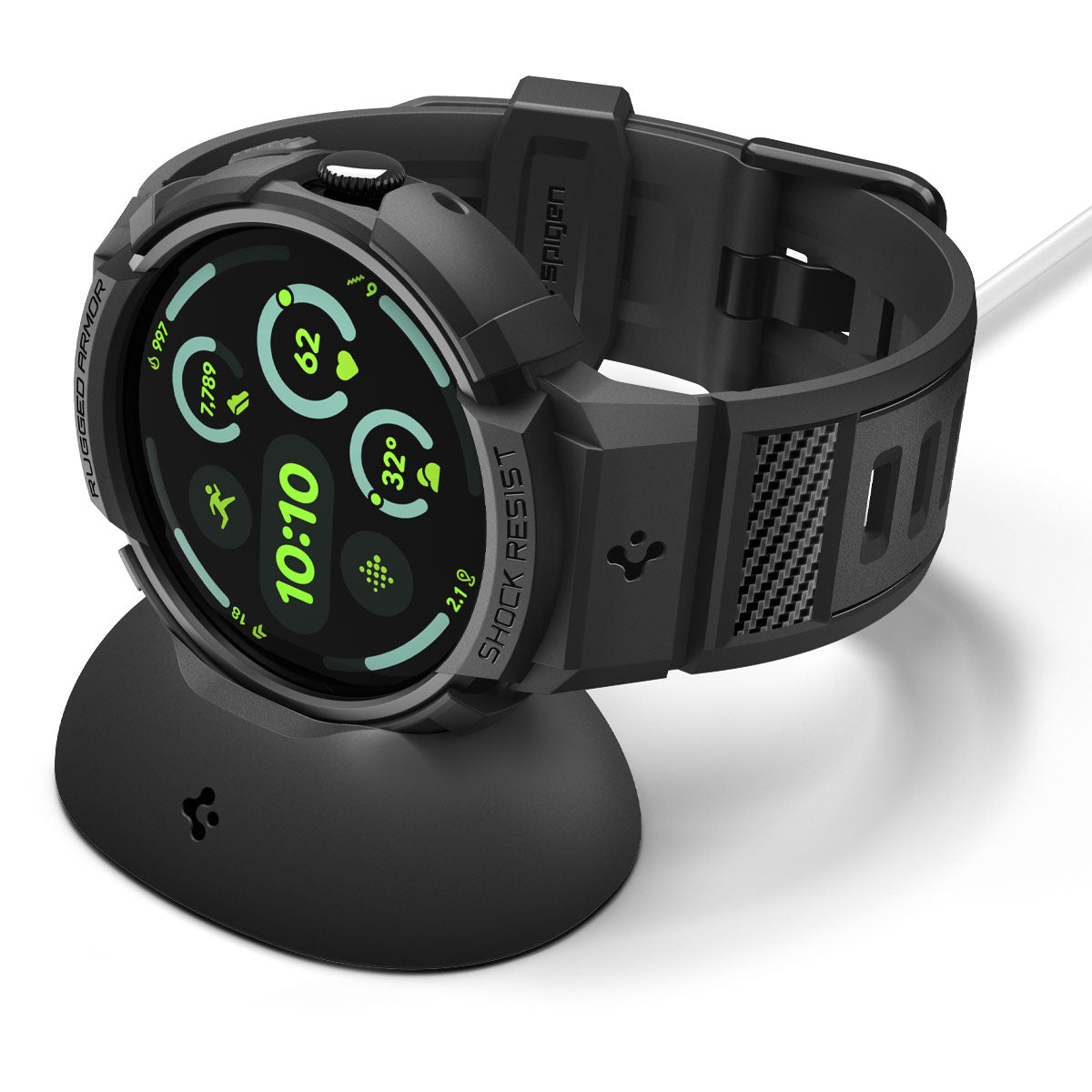 Spigen Google Pixel Watch 4 (45mm) Case + Band + Stand Watch Band Rugged Armor Pro (V2)