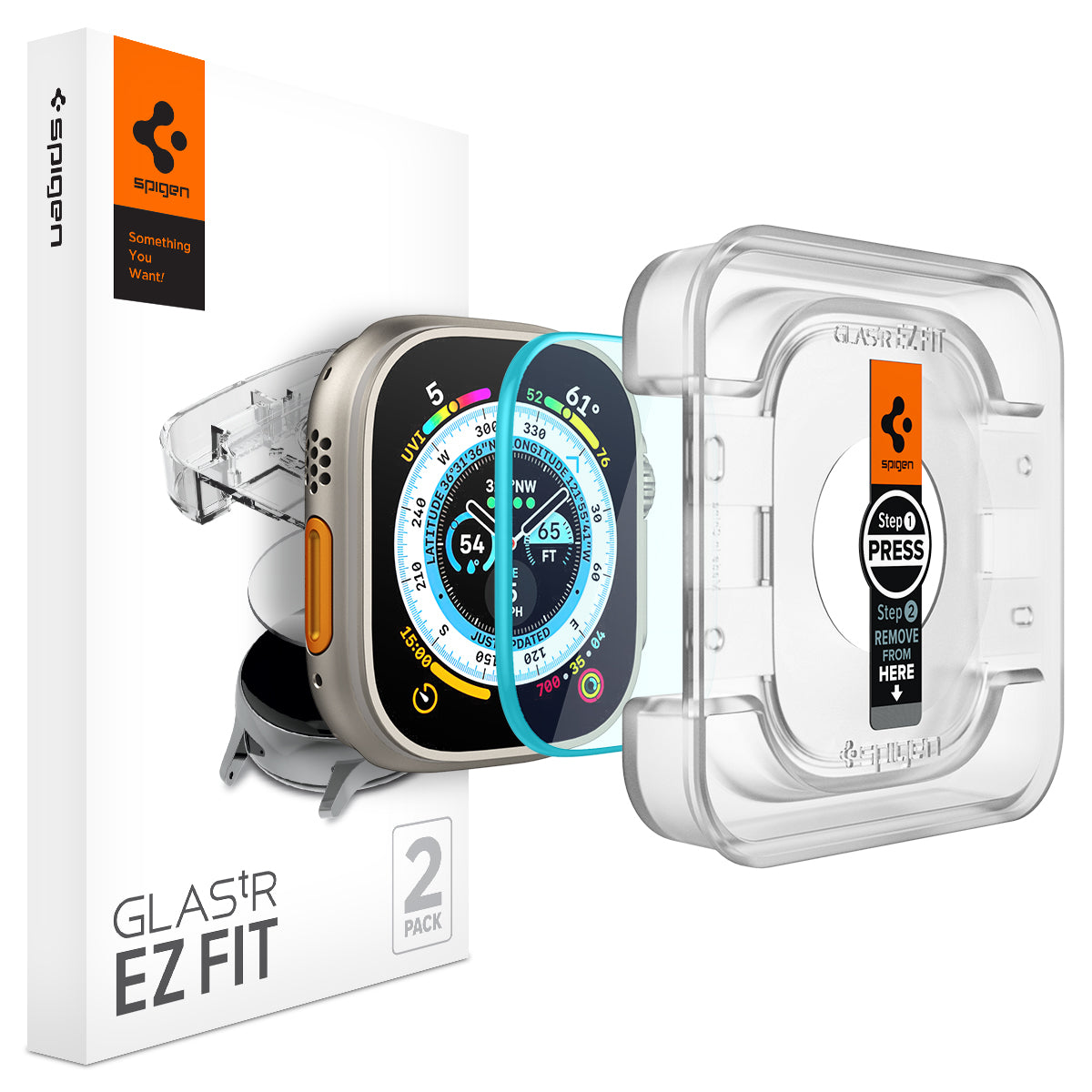 Spigen Apple Watch Ultra 3/2/1 Screen Protector – GLAS.tR EZ Fit (2 Pack)
