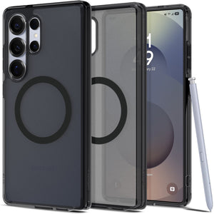 Spigen Galaxy S25 Ultra Ultra Hybrid MagFit case in Frost Black - front and rear product view