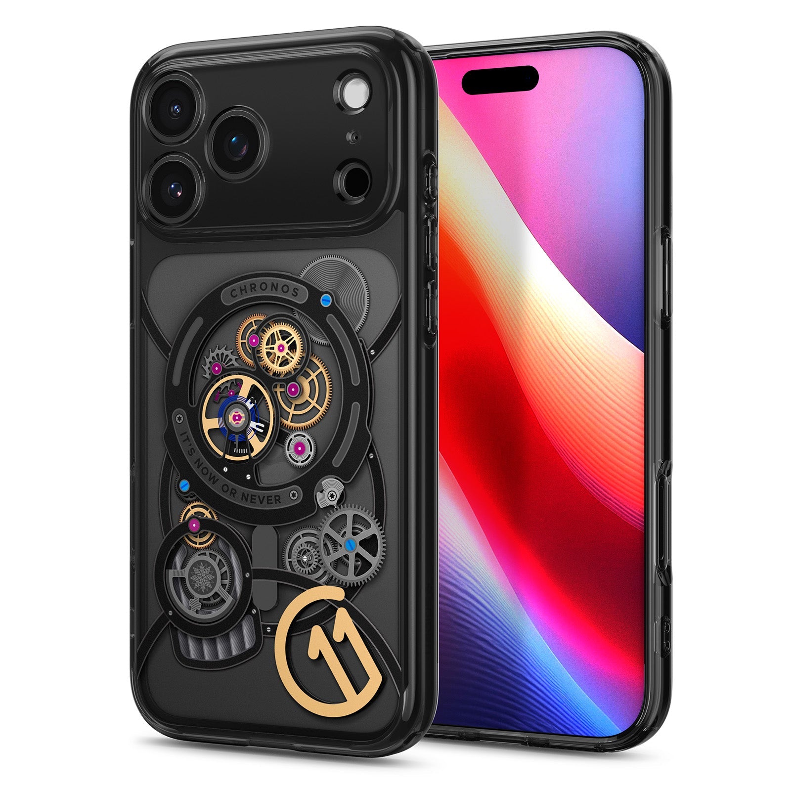 Spigen iPhone 17 Pro Max c11 Series MagFit case in Chronos - installed front and rear view