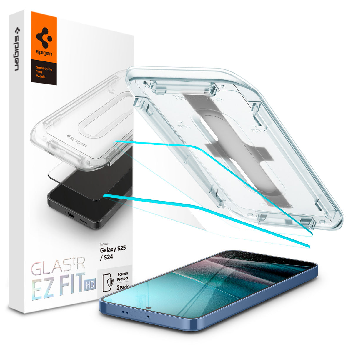 Spigen Galaxy S25 / S24 Screen Protector Glas.tR EZ Fit HD (2 Pack)