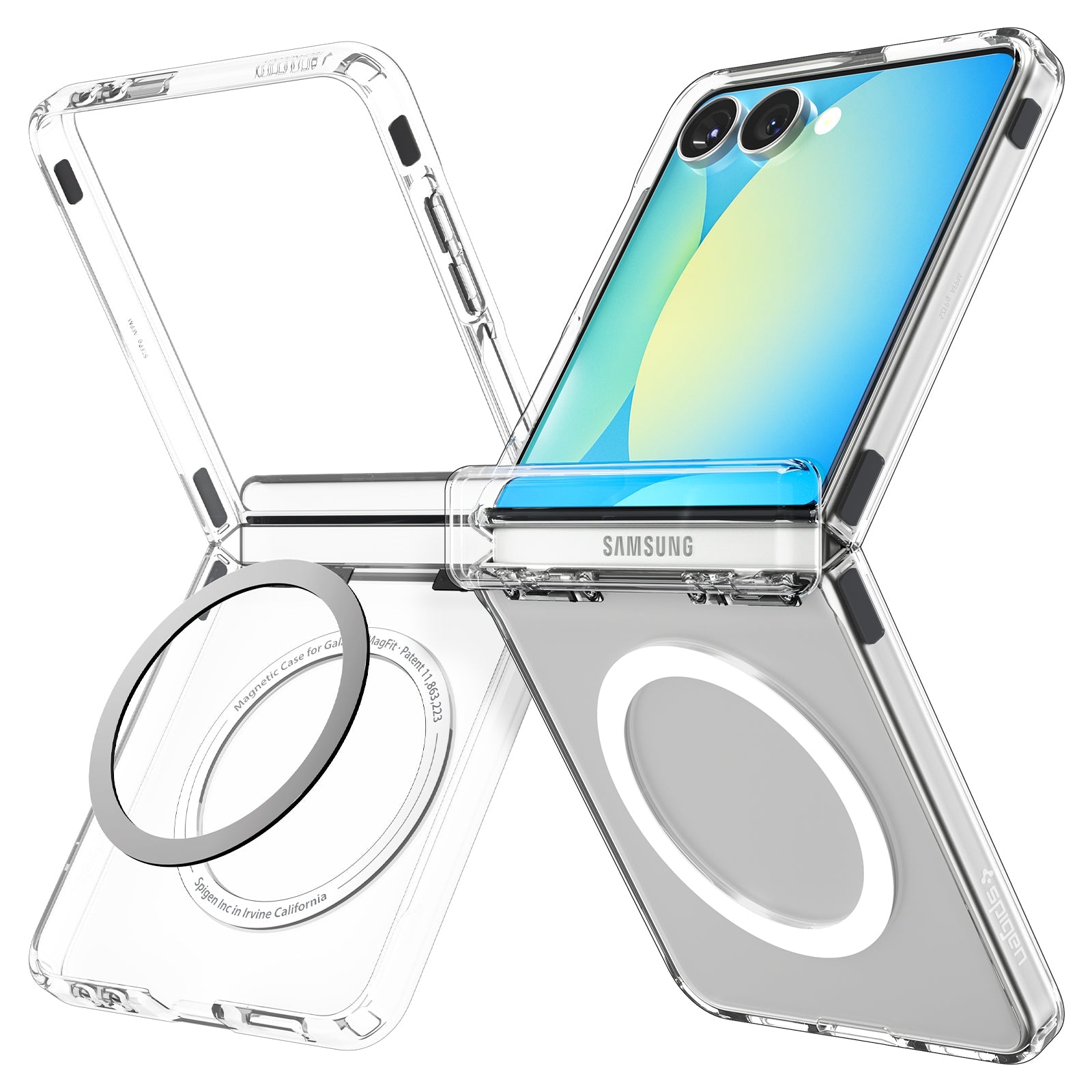Spigen Galaxy Z Flip 7 Case – Ultra Hybrid Pro (MagFit) – Clear White – product image 1