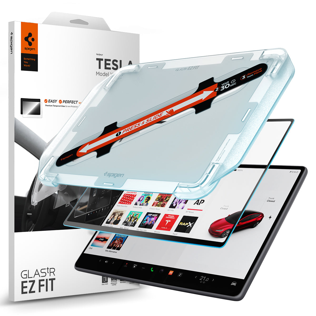Spigen Tesla Model 3 / Model Y Screen Protector (15.4") Screen Protector GLAS.tR EZ Fit Anti-Glare