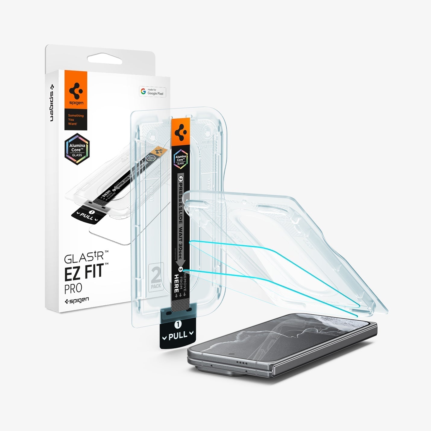 Spigen Pixel 11 Pro Fold Screen Protector – GLAS.tR EZ Fit Pro (2 Pack) - Clear - image 1