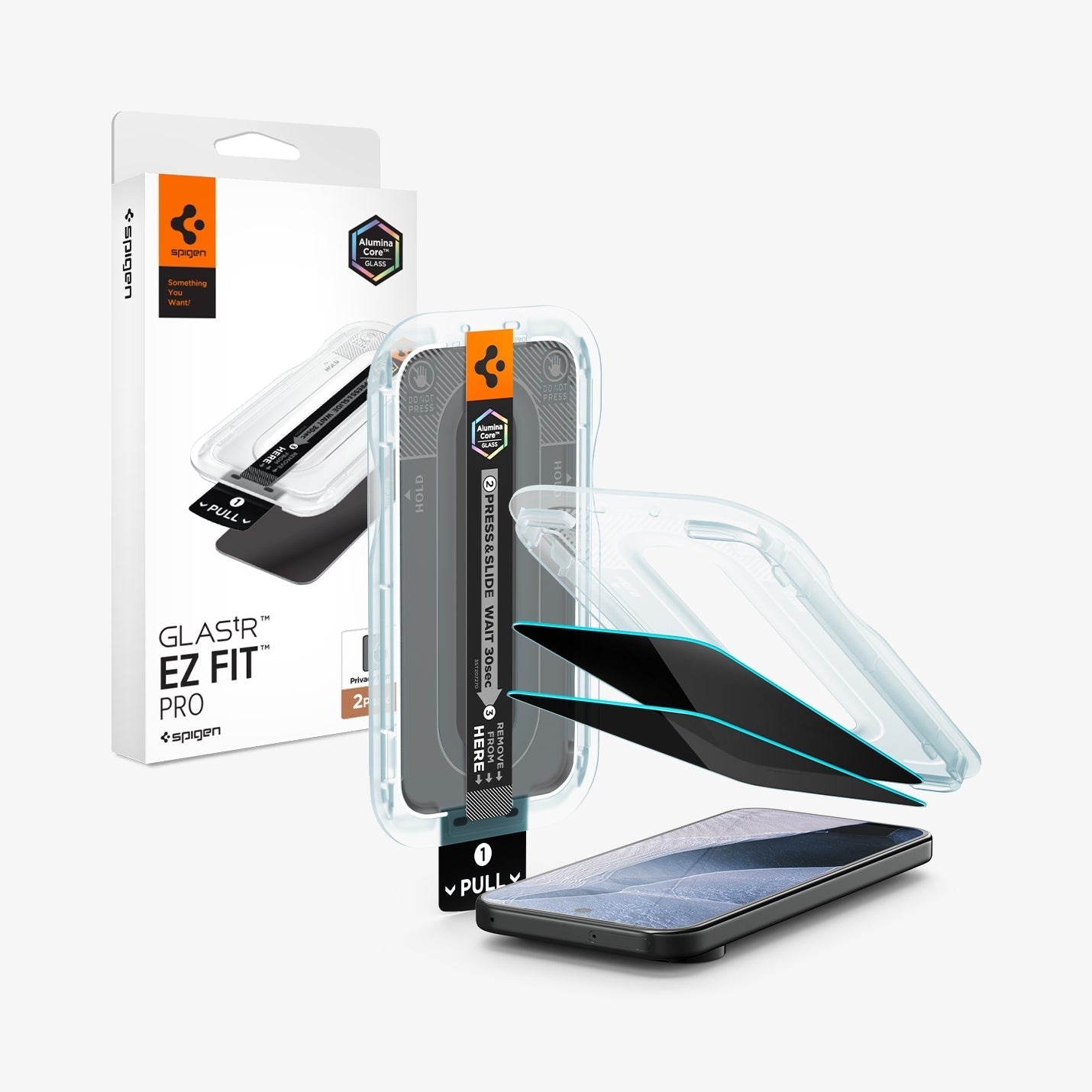Spigen Pixel 11 Pro XL Privacy Screen Protector – GLAS.tR EZ Fit Pro (2 Pack) - Privacy - image 1
