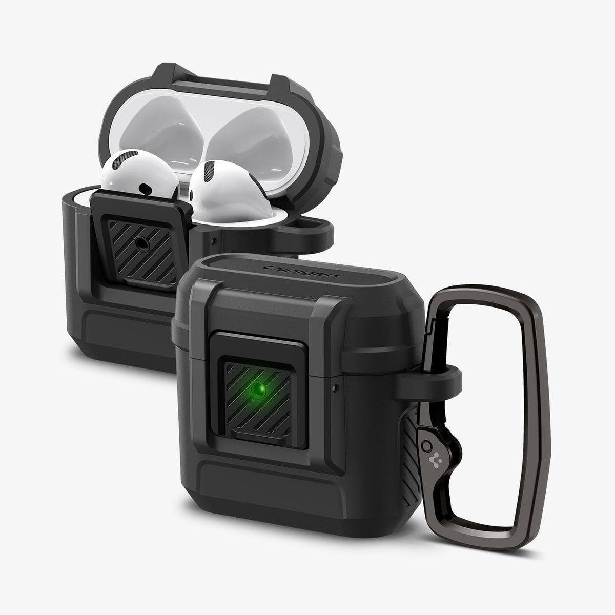 Spigen Lock Fit AirPods 5 and AirPods 4 case in Matte Black view 2
