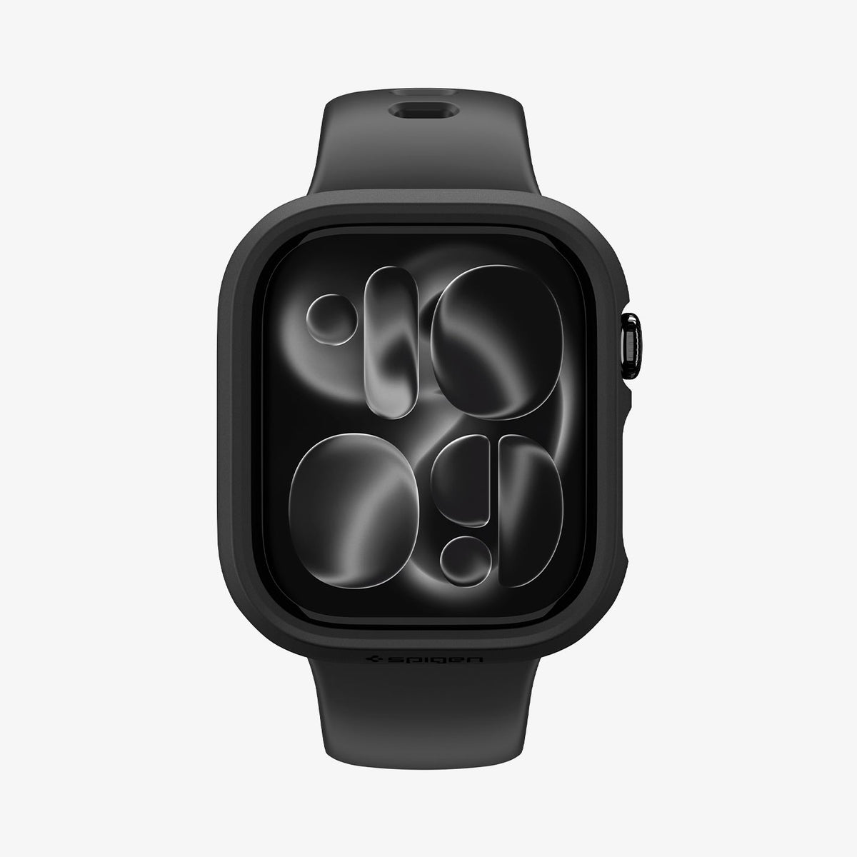 Apple Watch Series 12(46mm) Case Thin Fit in Black showing a front view of the slim protective case with a form fitted profile
