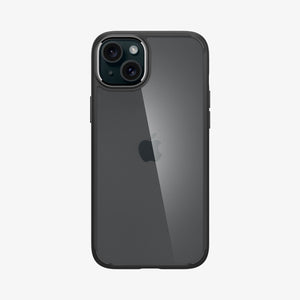Spigen Ultra Hybrid case for iPhone 15 Plus in Matte Black – rear view main image
