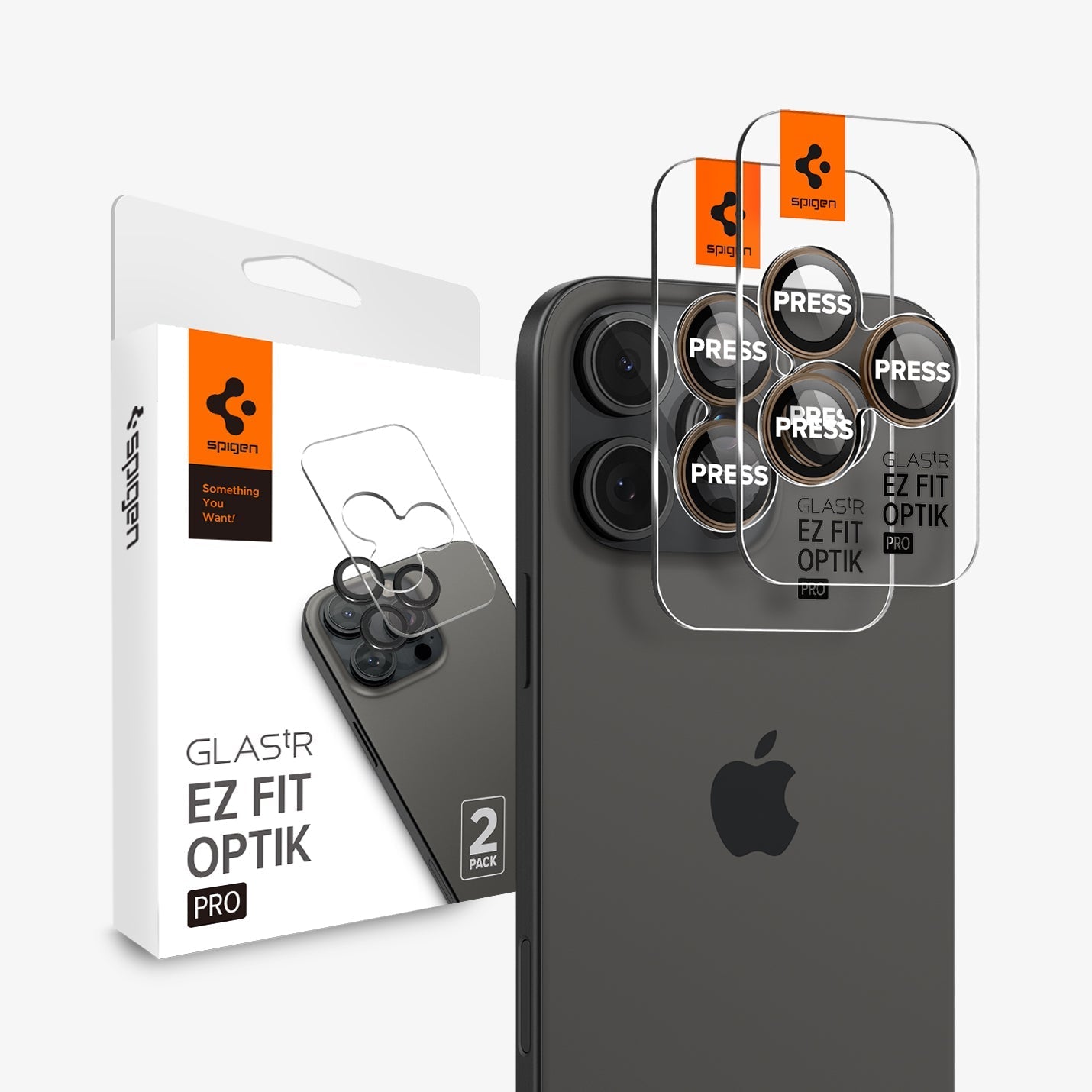 Spigen iPhone 16 Pro Max / 16 Pro Lens Protector – Optik Pro EZ Fit – Desert Titanium product image 1