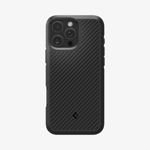 Spigen iPhone 16 Pro Core Armor case in Matte Black - rear view with diagonal texture