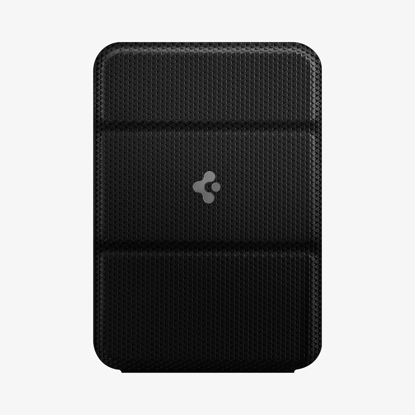 AMP02835 - Universal Card Holder Smart Fold in gunmetal showing the front attached to the back of a device