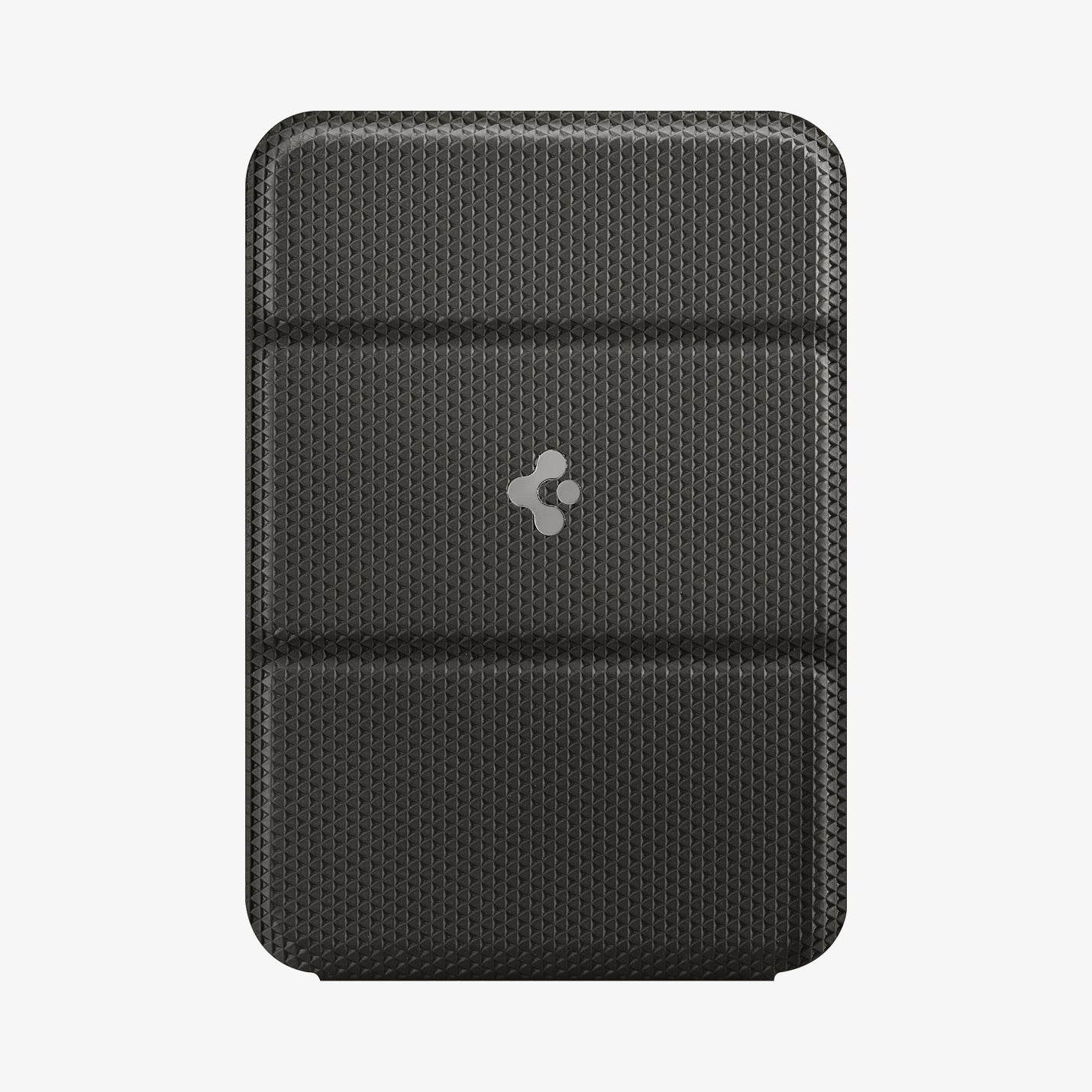 AMP02835 - Universal Card Holder Smart Fold in gunmetal showing the front attached to the back of a device