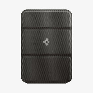 AMP02835 - Universal Card Holder Smart Fold in gunmetal showing the front attached to the back of a device