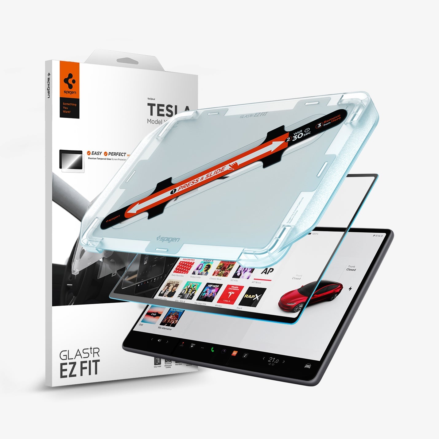 Spigen Tesla Model 3 / Model Y Screen Protector (15.4") Screen Protector GLAS.tR EZ Fit AluminaCore